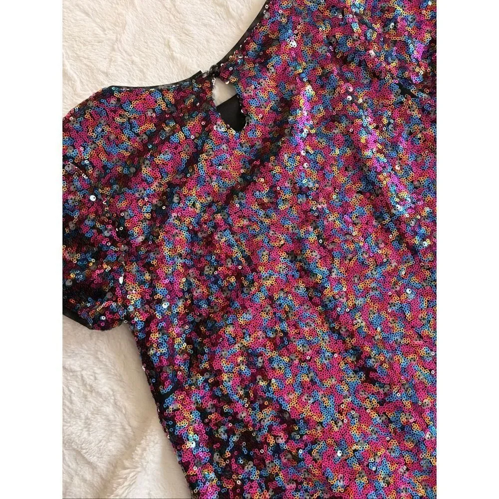 Three Pink Hearts Sequin Dress Girls Size M Multicolor Party Dress